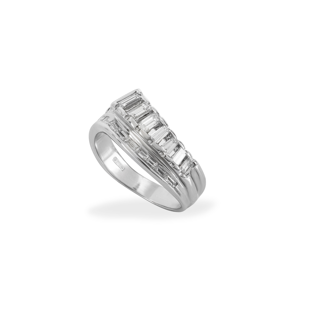 White Gold Baguette Cut Diamond Dress Ring 1.57ct